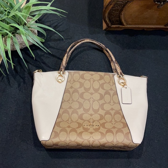 Coach Kacey Satchel In Colorblock Signature Canvas - Picture 6 of 12